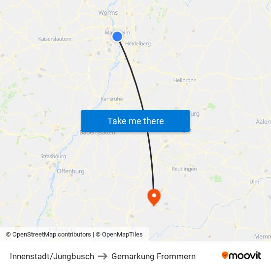 Innenstadt/Jungbusch to Gemarkung Frommern map