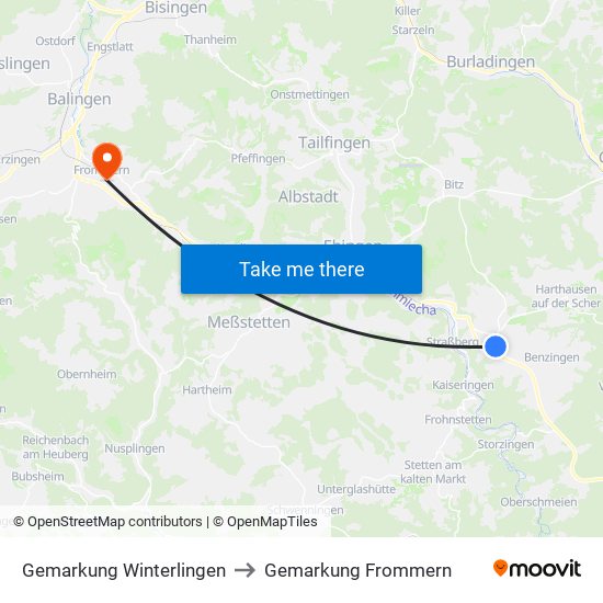 Gemarkung Winterlingen to Gemarkung Frommern map