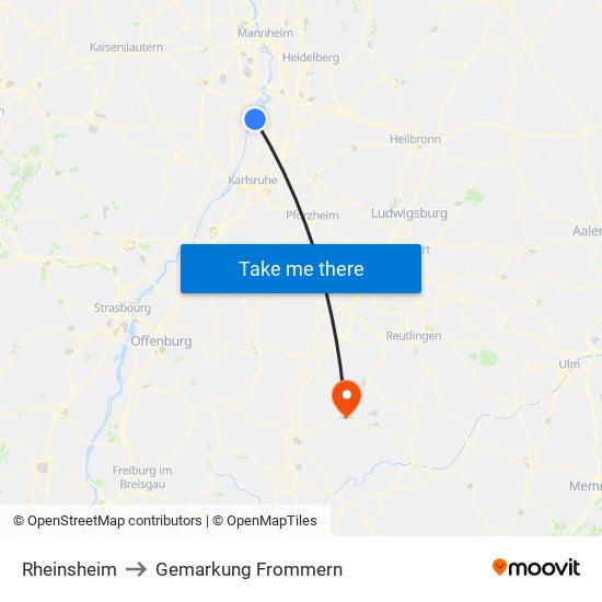 Rheinsheim to Gemarkung Frommern map