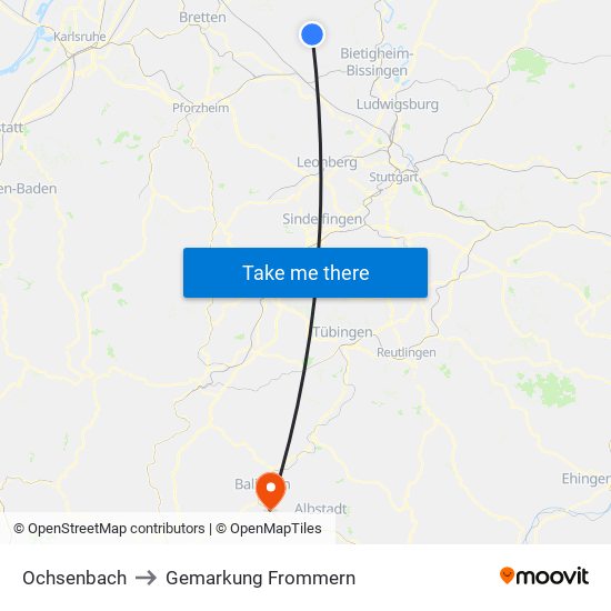 Ochsenbach to Gemarkung Frommern map