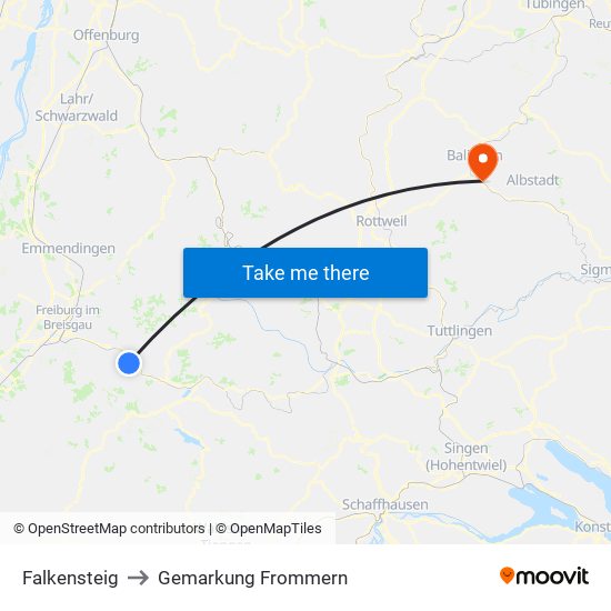 Falkensteig to Gemarkung Frommern map