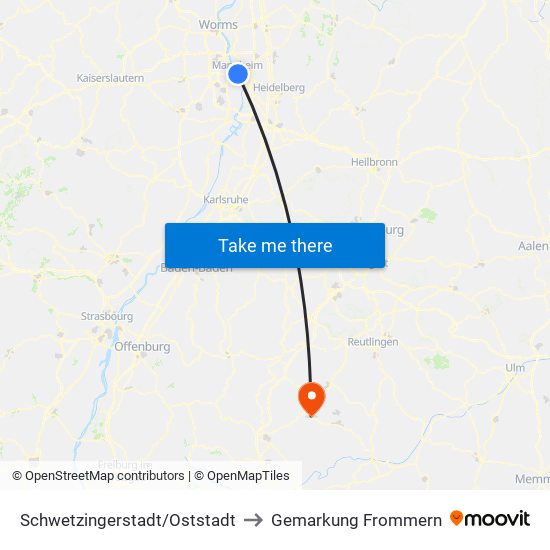 Schwetzingerstadt/Oststadt to Gemarkung Frommern map