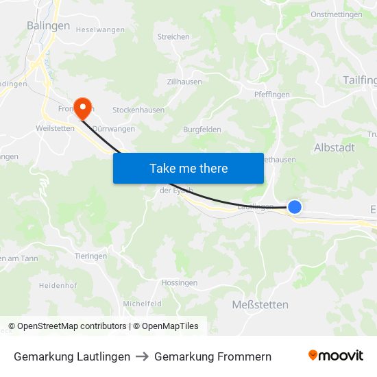 Gemarkung Lautlingen to Gemarkung Frommern map