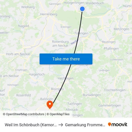 Weil Im Schönbuch (Kernort) to Gemarkung Frommern map