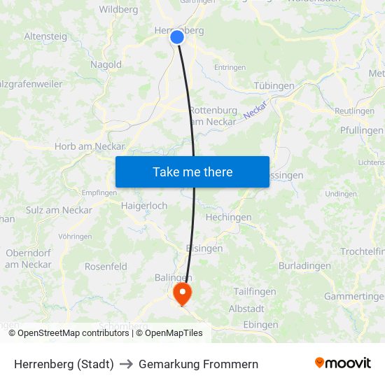 Herrenberg (Stadt) to Gemarkung Frommern map