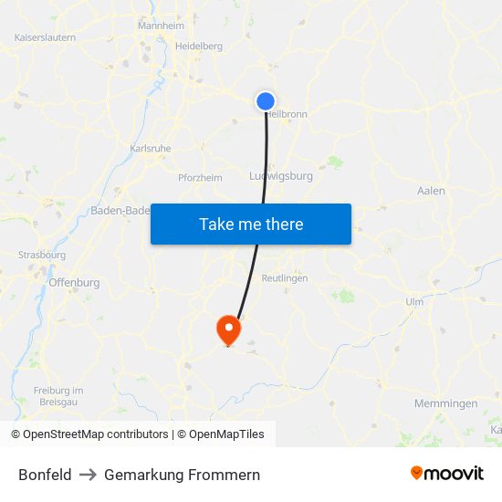 Bonfeld to Gemarkung Frommern map