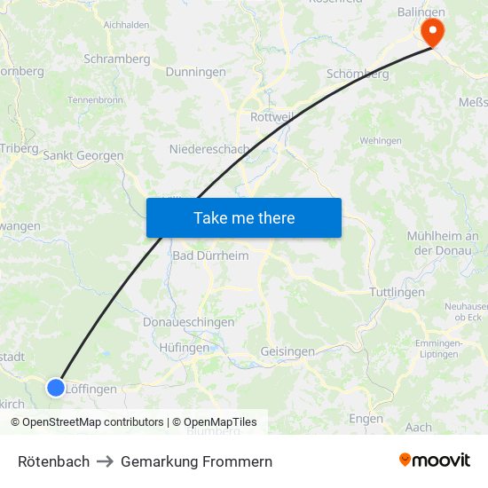 Rötenbach to Gemarkung Frommern map