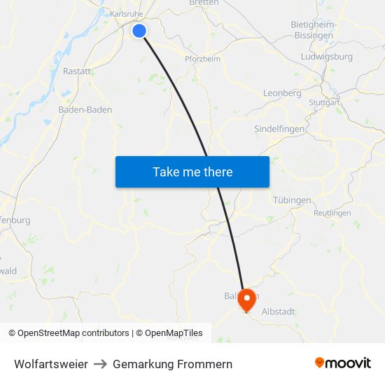 Wolfartsweier to Gemarkung Frommern map