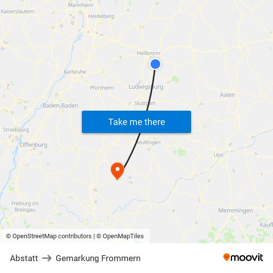 Abstatt to Gemarkung Frommern map