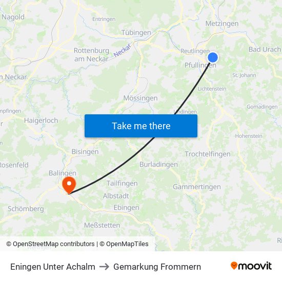 Eningen Unter Achalm to Gemarkung Frommern map