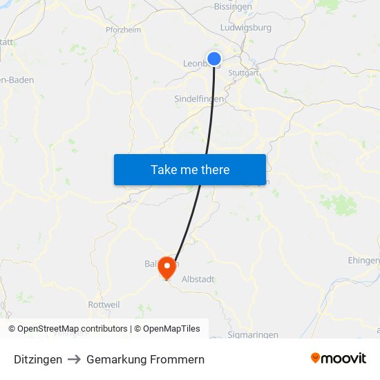 Ditzingen to Gemarkung Frommern map