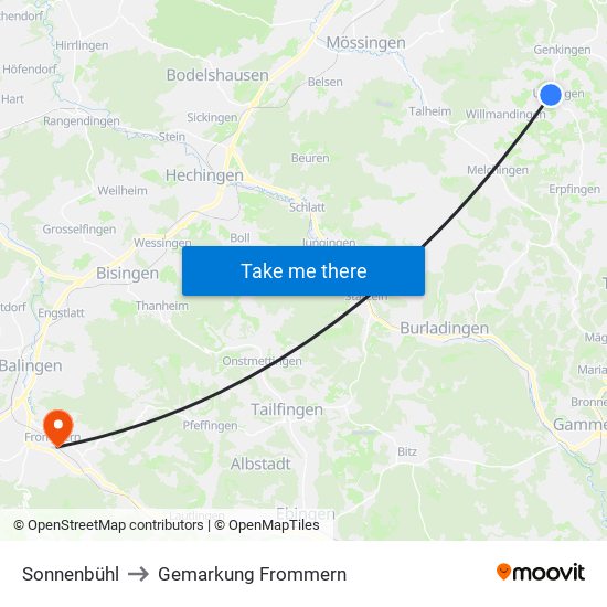 Sonnenbühl to Gemarkung Frommern map