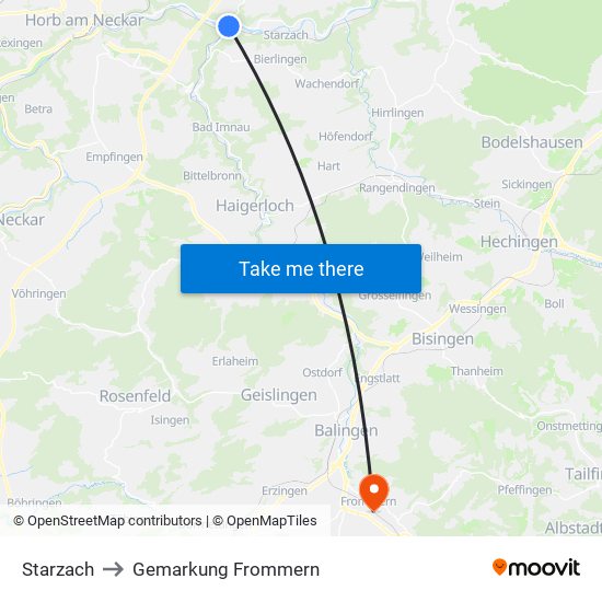 Starzach to Gemarkung Frommern map