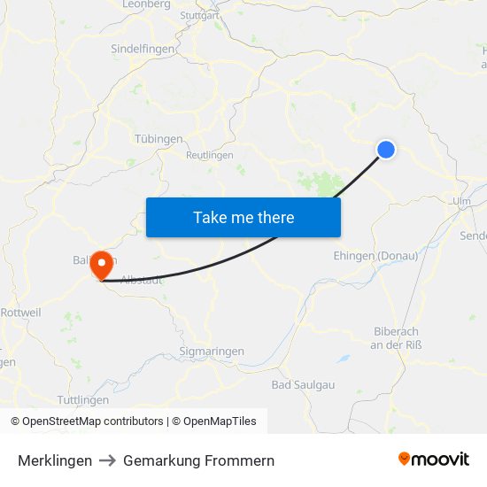 Merklingen to Gemarkung Frommern map