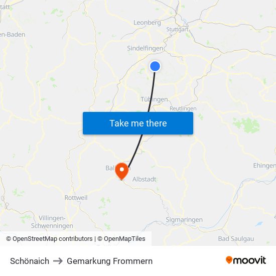 Schönaich to Gemarkung Frommern map
