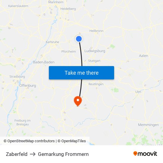 Zaberfeld to Gemarkung Frommern map