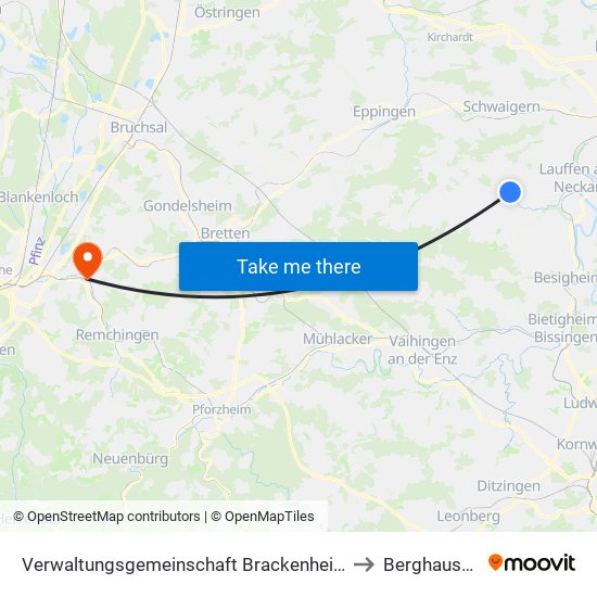 Verwaltungsgemeinschaft Brackenheim to Berghausen map