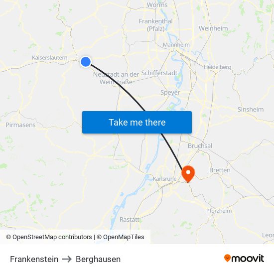 Frankenstein to Berghausen map