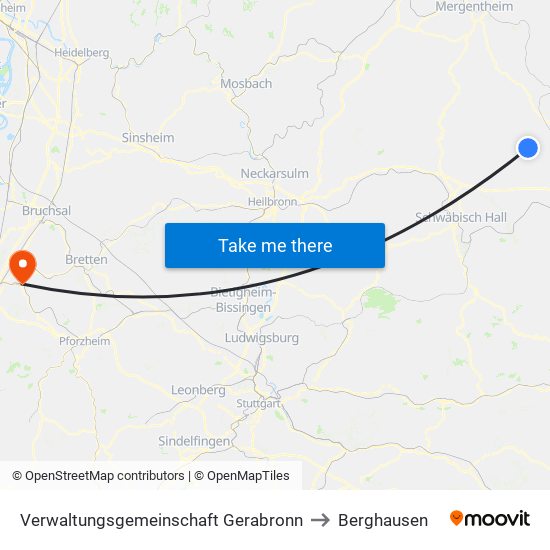Verwaltungsgemeinschaft Gerabronn to Berghausen map