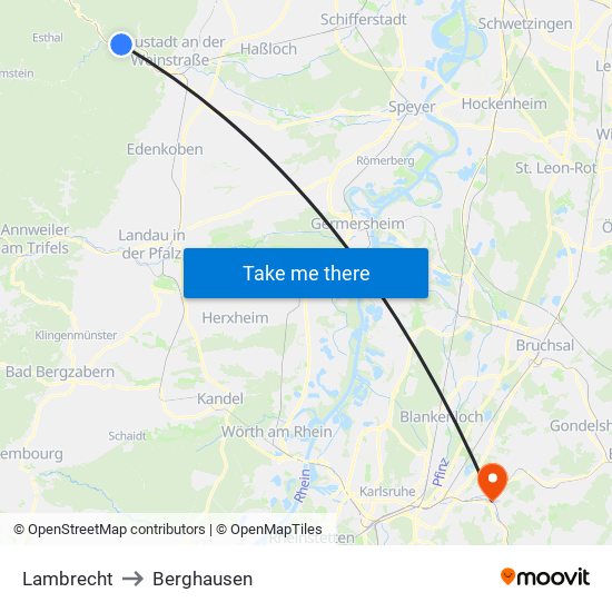 Lambrecht to Berghausen map