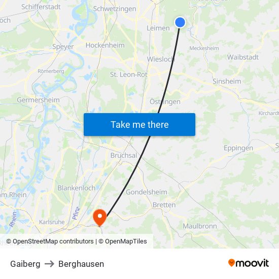 Gaiberg to Berghausen map
