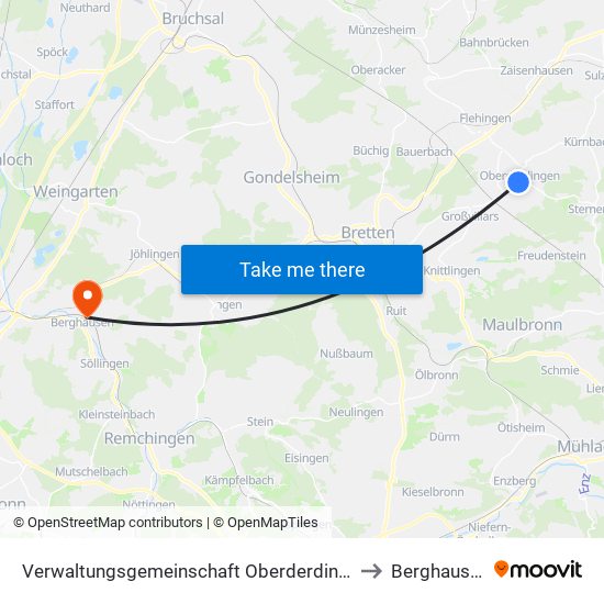 Verwaltungsgemeinschaft Oberderdingen to Berghausen map