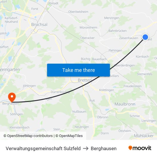 Verwaltungsgemeinschaft Sulzfeld to Berghausen map