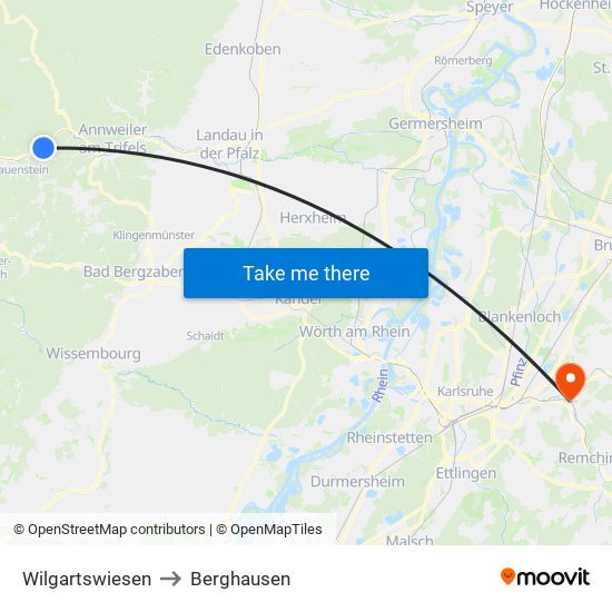 Wilgartswiesen to Berghausen map