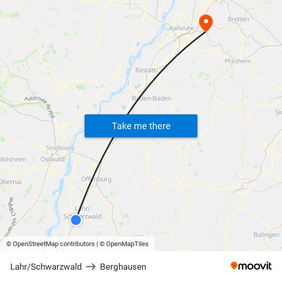 Lahr/Schwarzwald to Berghausen map