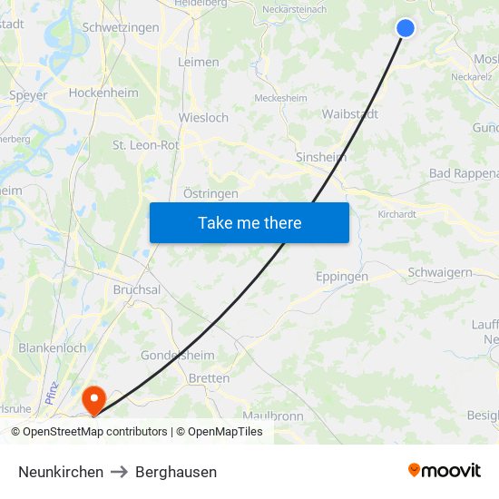 Neunkirchen to Berghausen map