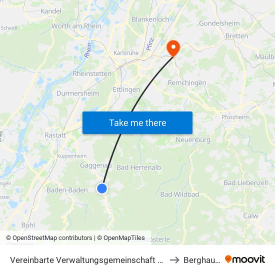 Vereinbarte Verwaltungsgemeinschaft Gernsbach to Berghausen map