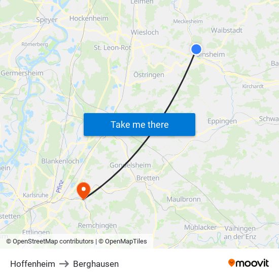 Hoffenheim to Berghausen map