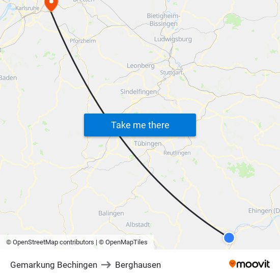 Gemarkung Bechingen to Berghausen map