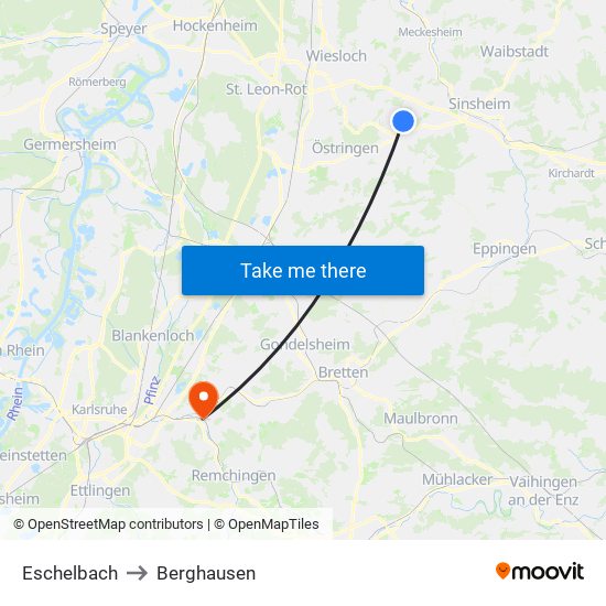 Eschelbach to Berghausen map