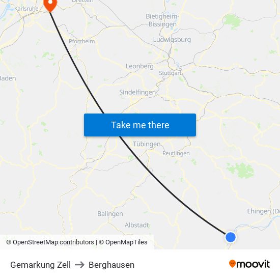 Gemarkung Zell to Berghausen map