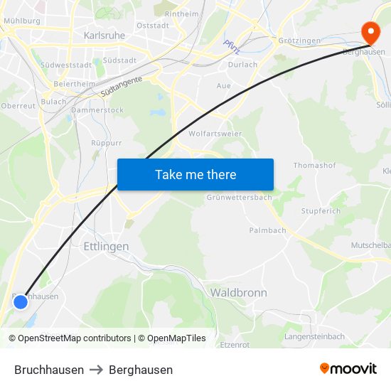 Bruchhausen to Berghausen map