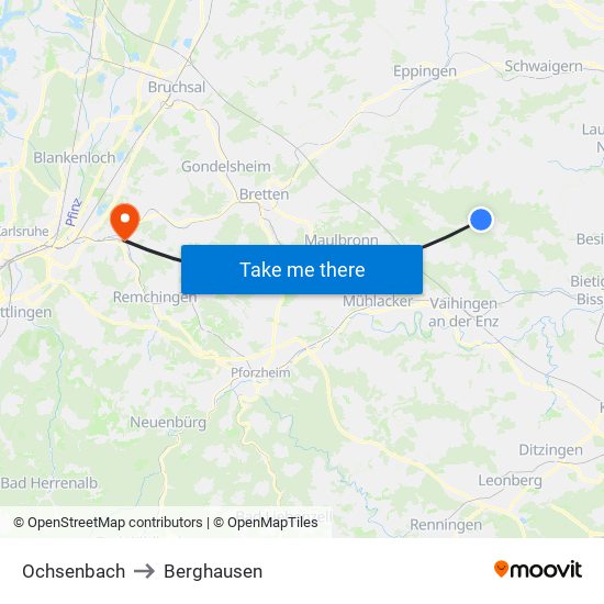 Ochsenbach to Berghausen map
