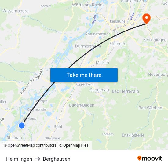 Helmlingen to Berghausen map