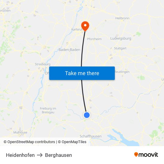 Heidenhofen to Berghausen map