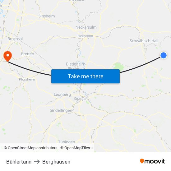 Bühlertann to Berghausen map