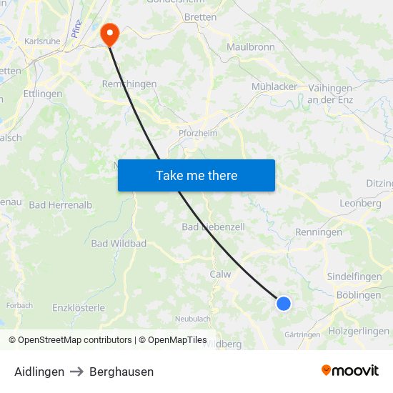 Aidlingen to Berghausen map