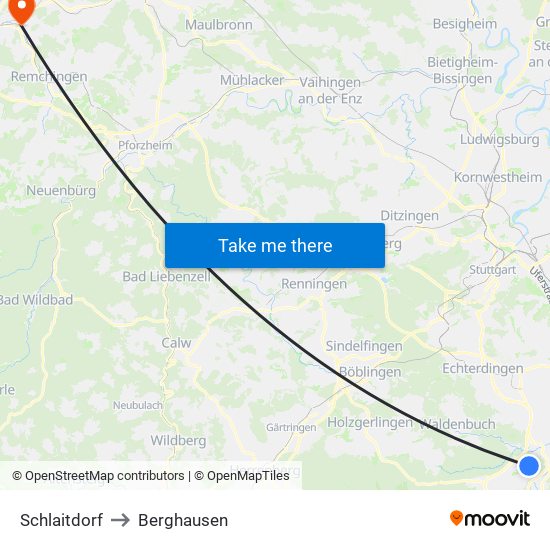 Schlaitdorf to Berghausen map
