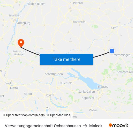 Verwaltungsgemeinschaft Ochsenhausen to Maleck map