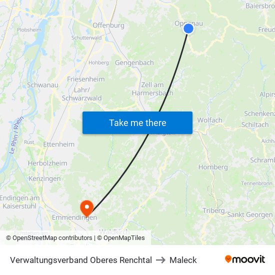 Verwaltungsverband Oberes Renchtal to Maleck map