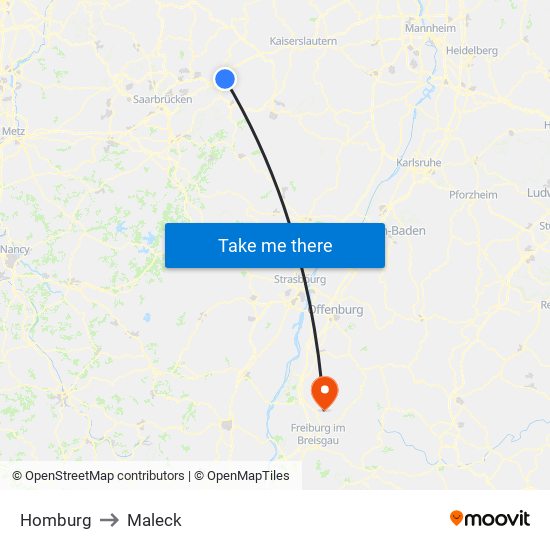 Homburg to Maleck map