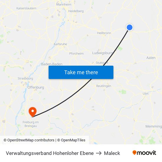 Verwaltungsverband Hohenloher Ebene to Maleck map
