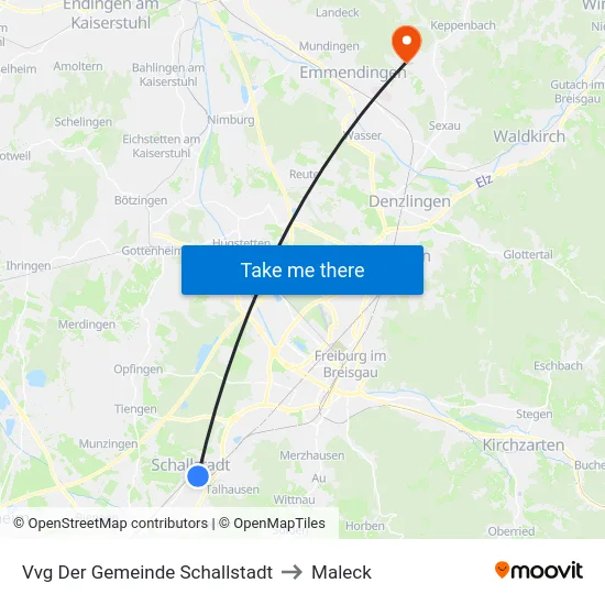 Vvg Der Gemeinde Schallstadt to Maleck map