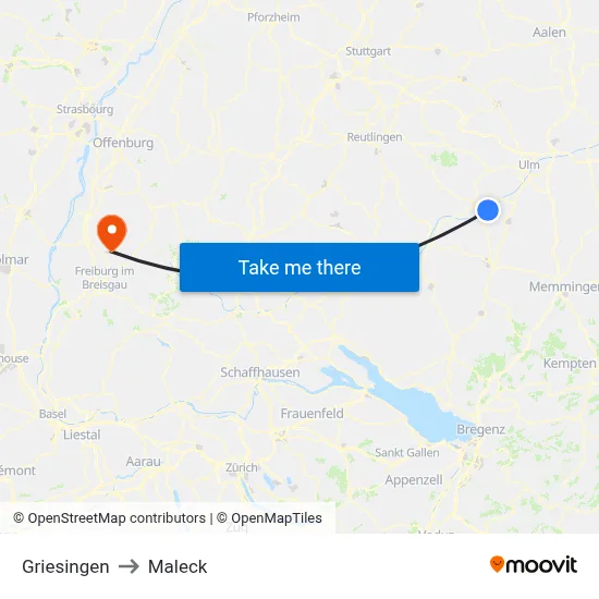 Griesingen to Maleck map