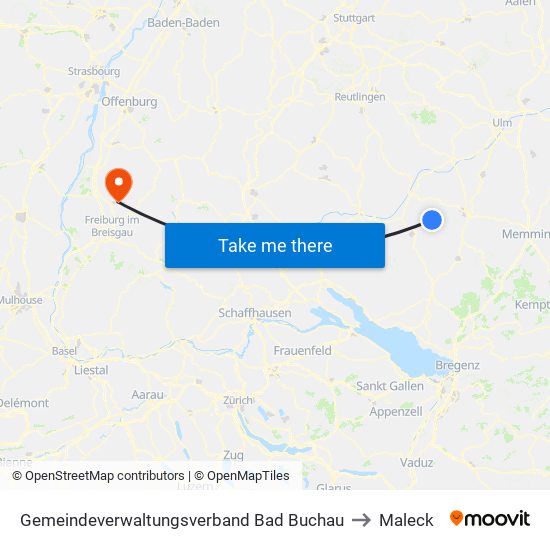 Gemeindeverwaltungsverband Bad Buchau to Maleck map