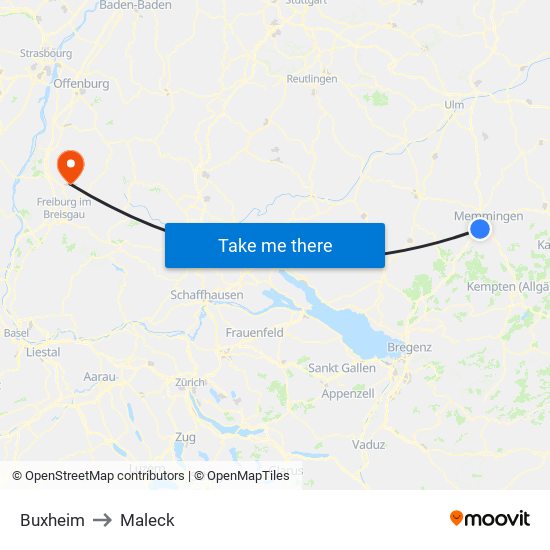 Buxheim to Maleck map